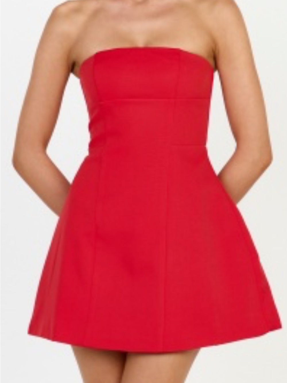 Showpo Strapless Red A-Line Mini Dress